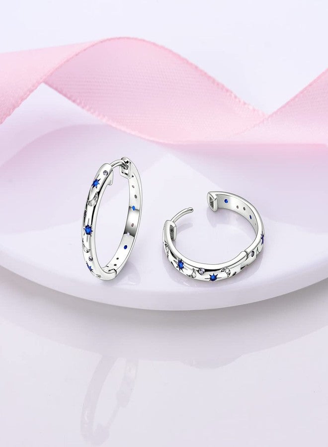 NARMO Hoop Earrings for Women 925 Sterling Silver Earrings Moon Earrings Silver Hoop Earrings for Women - Image 2